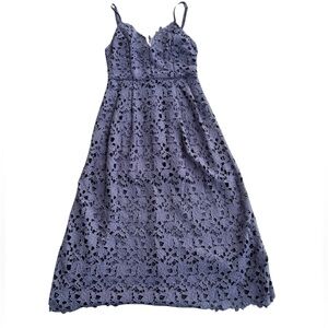 Astr Lace Midi Dress in Navy Blue Size Medium